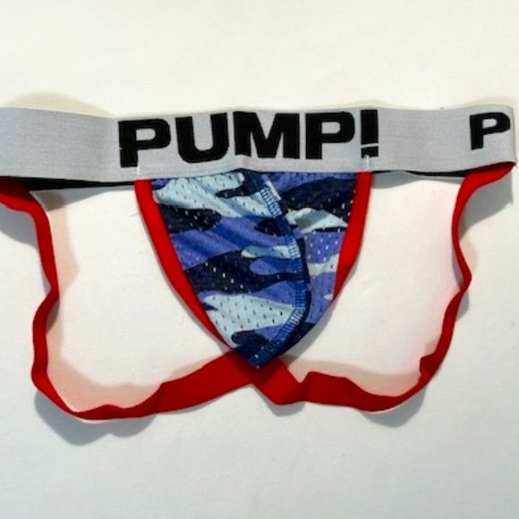 PUMP! Size "M" Camo Mesh Jockstrap - Blue Camo/Red/White/Black (186BCJK) - Picture 4 of 9